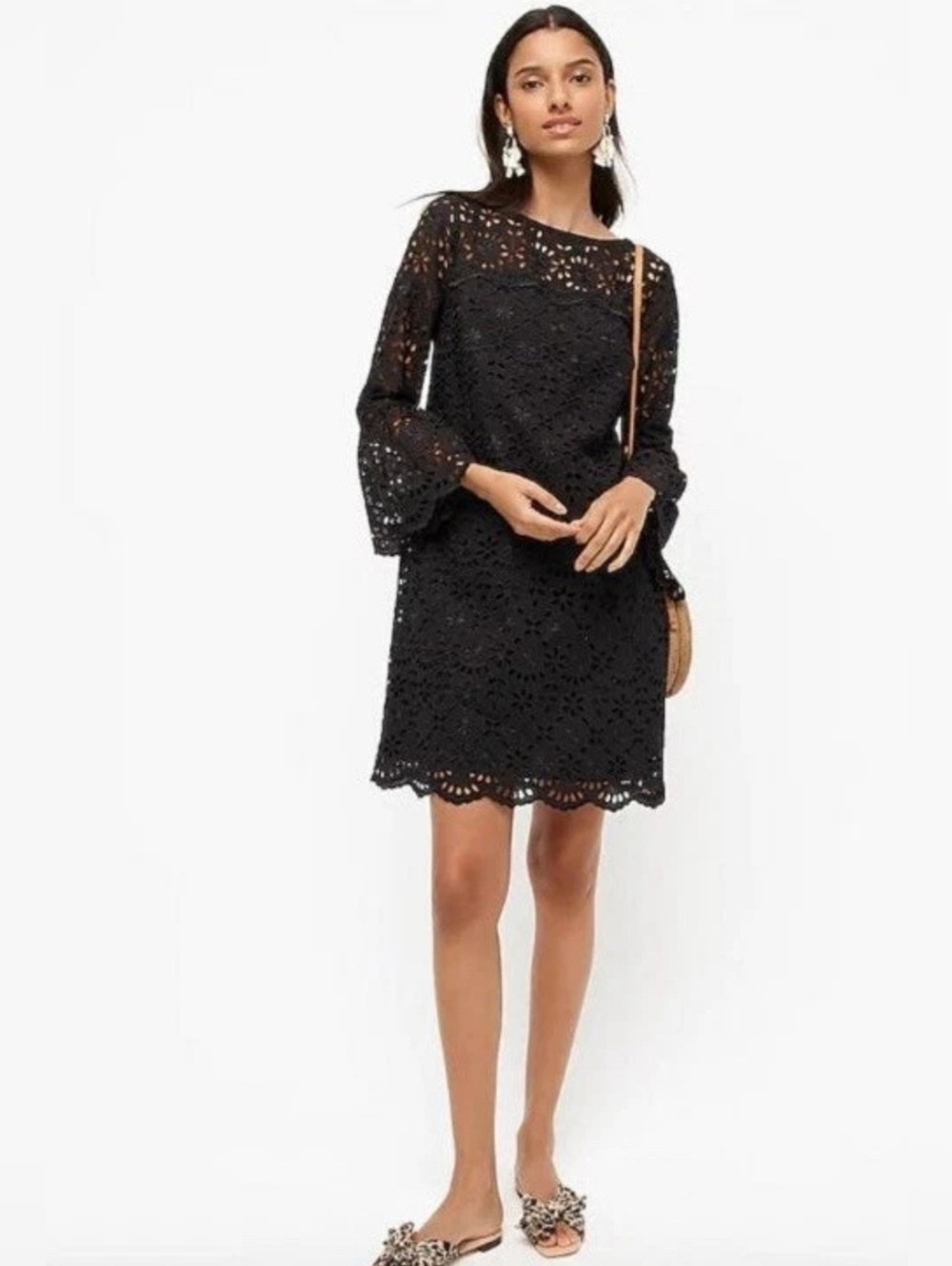 J. Crew Black Floral Eyelet Lace Dress >NWT